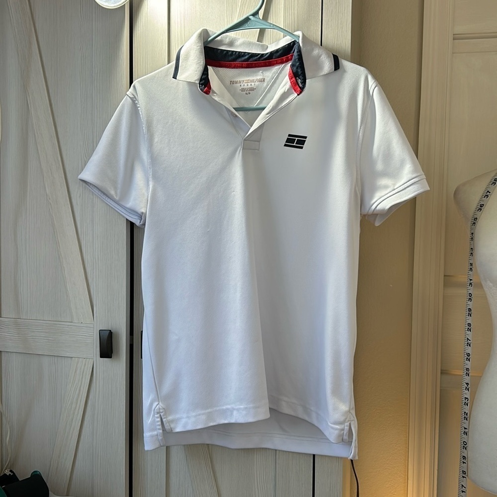 Tommy Hilfinger Sport White with Blue & Red Polo Sz S/P